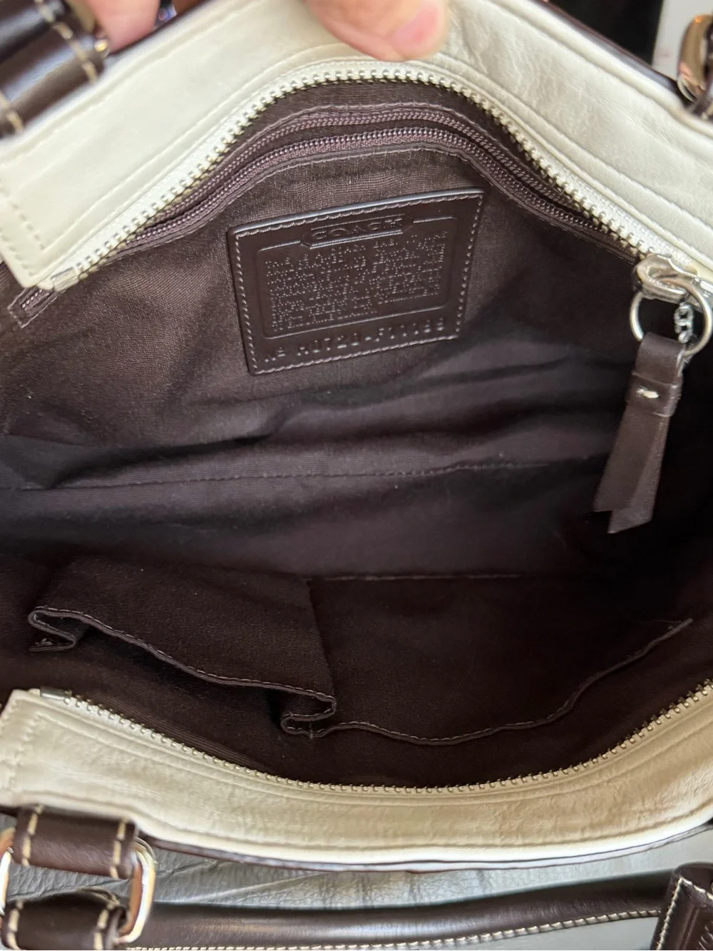 Vinted Coach Hamptons belted carryall satchel- cream - brown leather